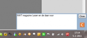 Een popup met de tekst &qout;Test Memo&qout;